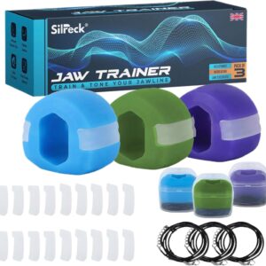 Jaw Trainer Set - 3 Resistance Levels (30lb, 40lb, 50lb) Jawline Exerciser